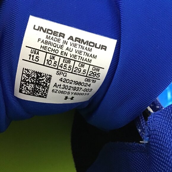 Under Armour Youth Baseball Cleats Size 11.5 Black & Blue Synthetic - Picture 8 of 11